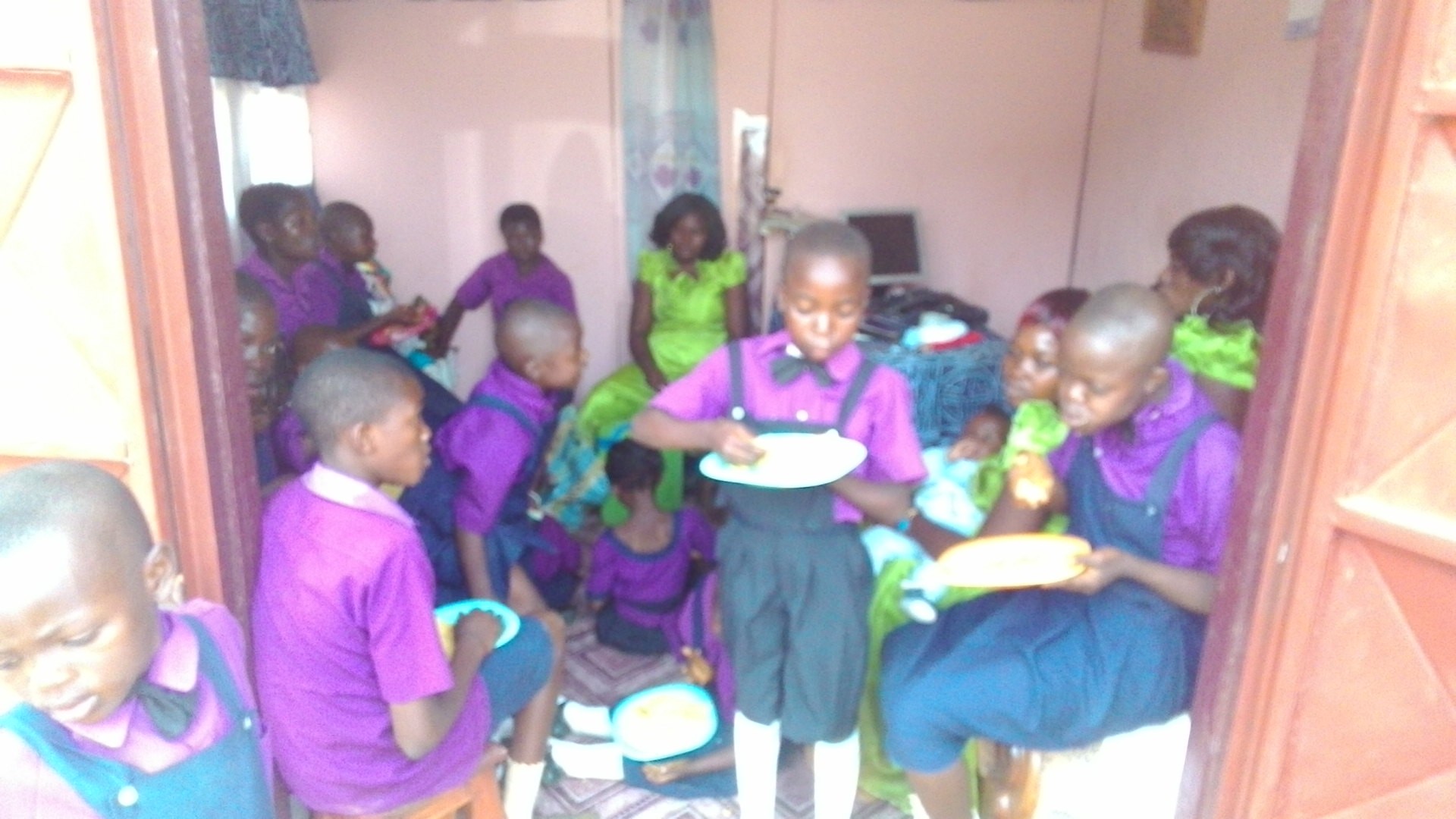 Children enjoying a warm nutritious meal at the canteen