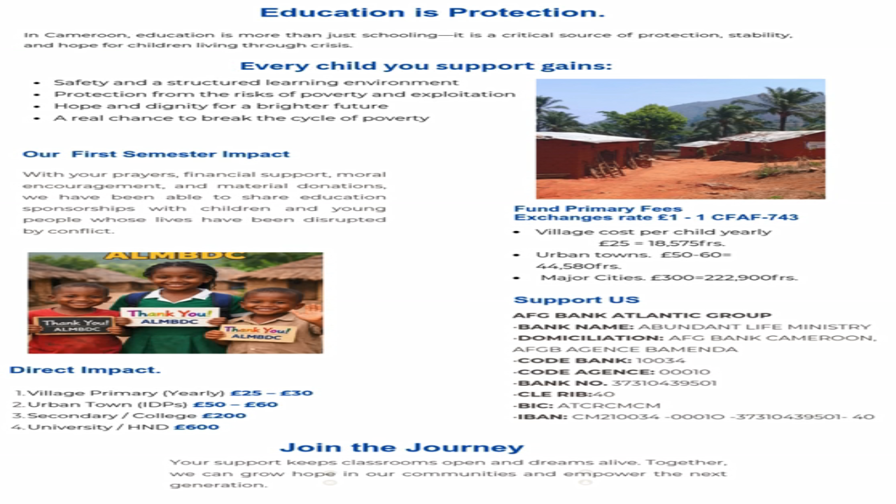 Newsletter Impact Page with Financials & Bank Details