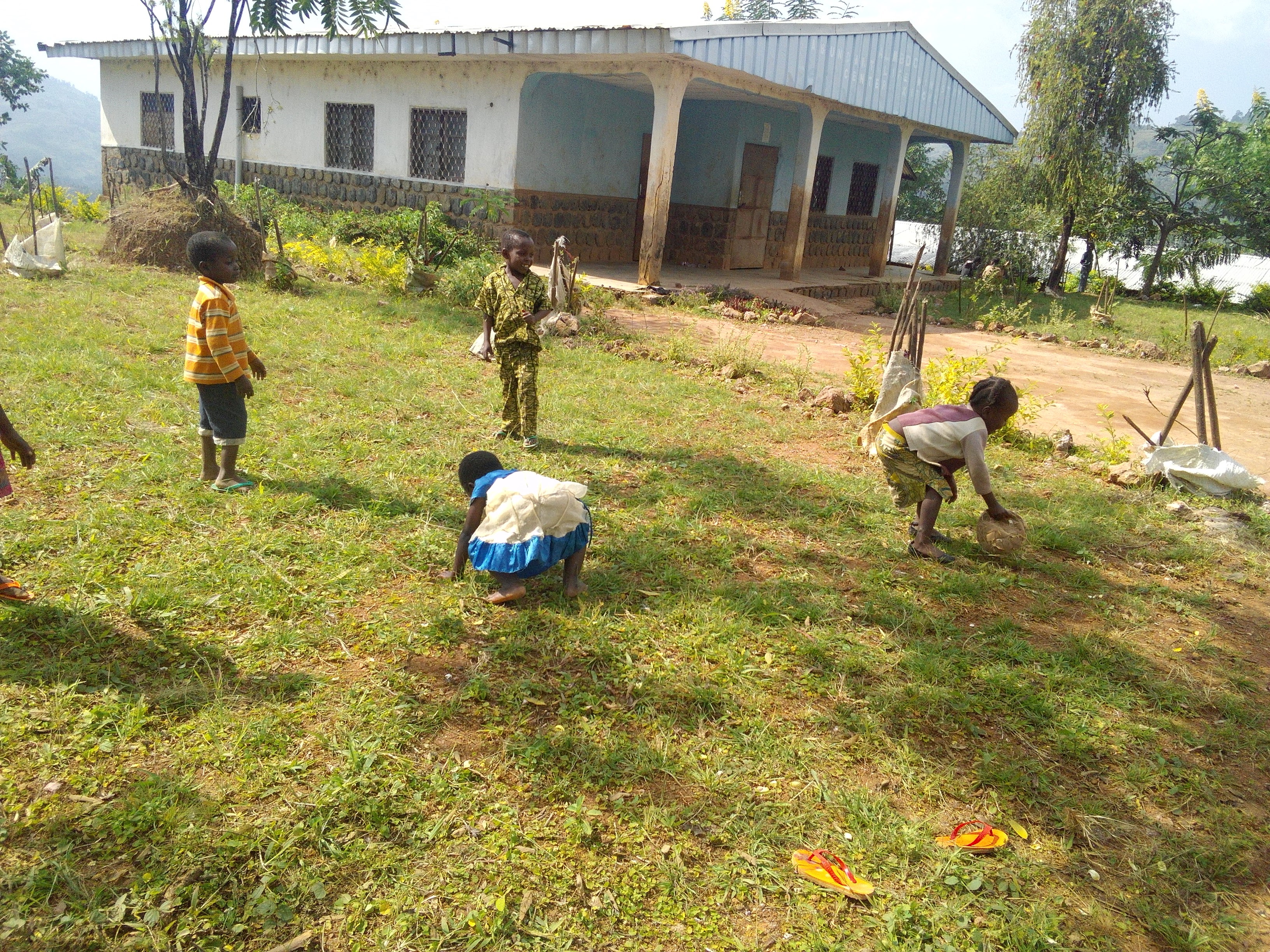Children playing in front of school premises